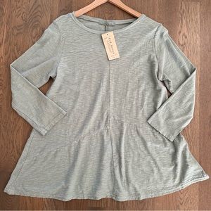 NWT cut loose 100% Cotton Wide Neck 3/4 Sleeve Tee Pale Aqua Size Small